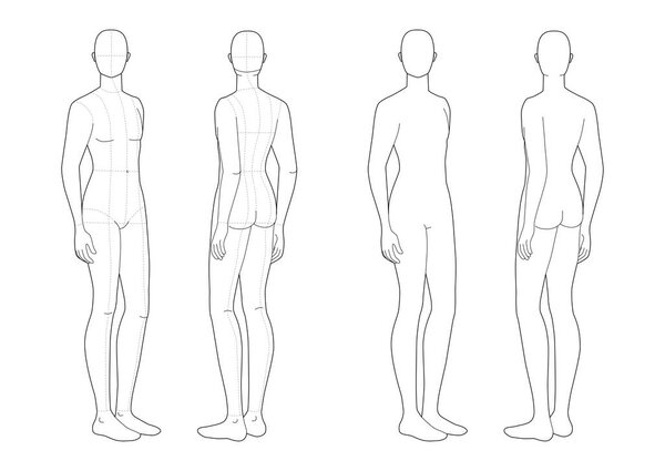 Fashion template of standing men. 