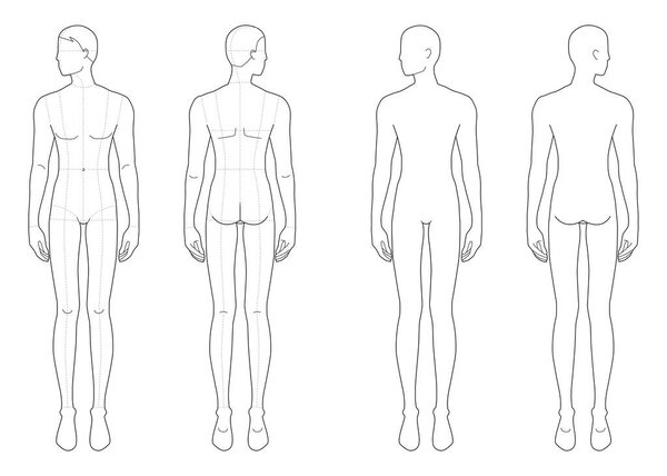 Fashion template of standing men. 