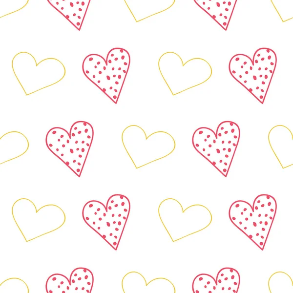 Bon Coeur, motif sans couture vectoriel avec Saint Valentin coeurs rouges et roses sur blanc . — Image vectorielle