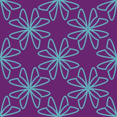 Geometrik çiçek kesme mor ve mavi vektör tekrar yüzey desen tasarımı
