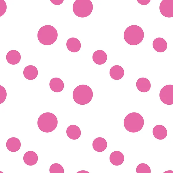 Pink polka dots on a white background, seamless vector repeat — Stock Vector
