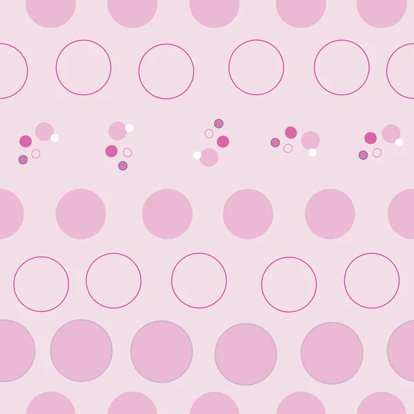 Ränder av olika rosa cirklar, sömlös repeterande vektor — Stock vektor