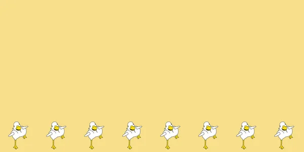 Enten laufen Vektor-Muster nahtlosen Rand Hintergrund auf gelb. — Stockvektor
