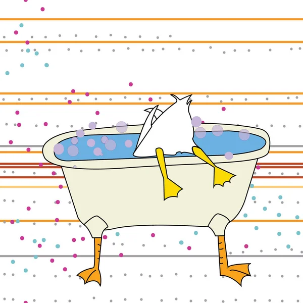 Bottoms up vector drawing of a duck dunking in a bathtub Vector Graphics