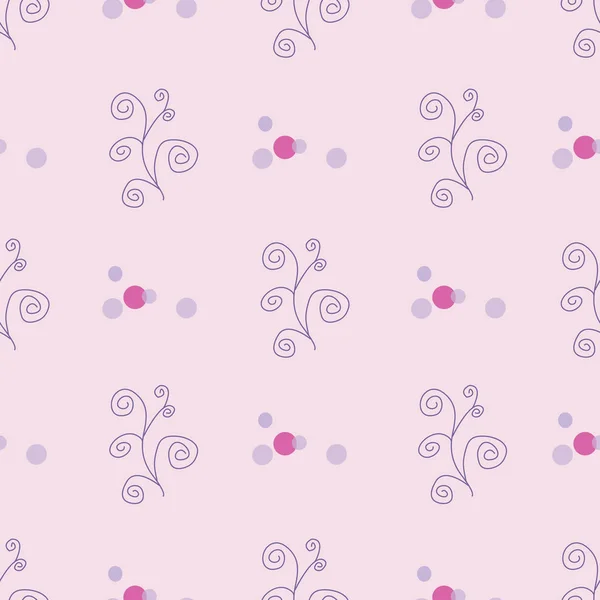 Сладкие розовые вихри ручной работы Вереницы и точки, повторять шаблон вектор — стоковый вектор