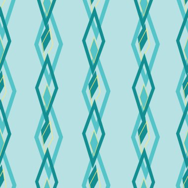 İşlenmemiş elmaslar, karo zinciri çizgiler, maviler ve yeşiller yaratıyor, kusursuz vektör tekrarı