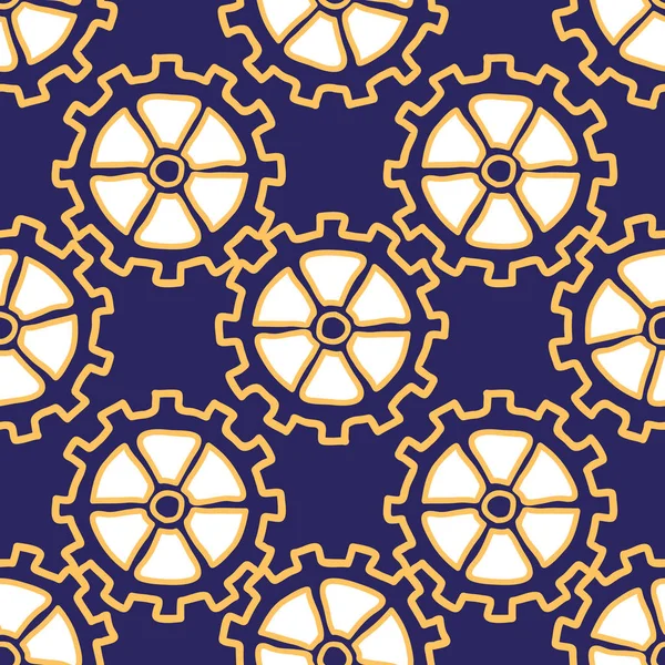 Cogs in a Wheel seamless vector repeat cog on blue background