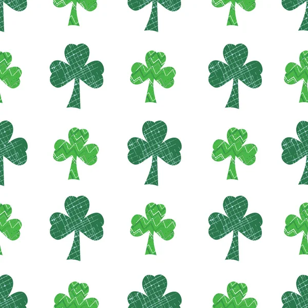 St. Patricks Day Shamrocks grüne Kleeblätter nahtlosen Vektor wiederholen Muster-Design — Stockvektor