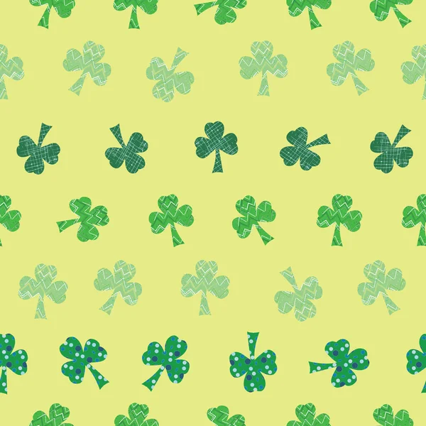 Tumbling Shamrocks grüne Kleeblätter nahtlosen Vektor wiederholen Muster-Design — Stockvektor