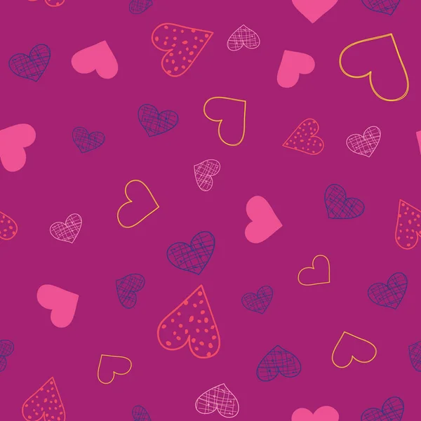 Hearts a Flutter, Heart doodles, Vector seamless pattern with Valentines day hearts on pink background. — Stock Vector