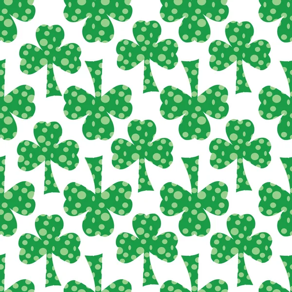 Sehen Flecken Shamrocks grüne Kleeblätter nahtlose Vektor wiederholen Muster-Design — Stockvektor