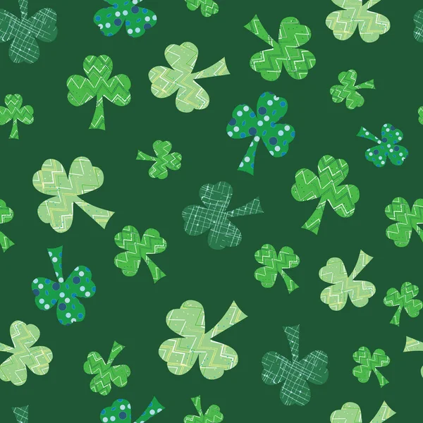Tumble Shamrocks grüne Kleeblätter nahtlosen Vektor wiederholen Muster-Design — Stockvektor