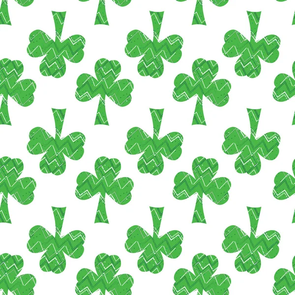 Im tragen green shamrocks Kleeblätter nahtlose Vektor wiederholen Muster-Design — Stockvektor