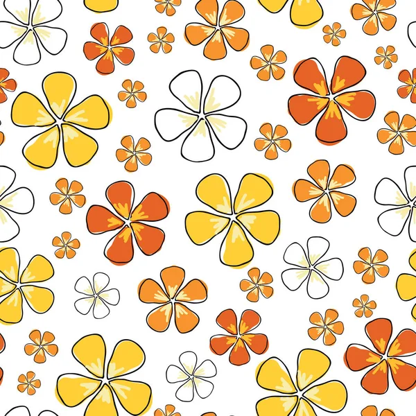 Sunny Floral, sin costuras Vector patrón de repetición impresión ditsy sobre fondo blanco — Vector de stock