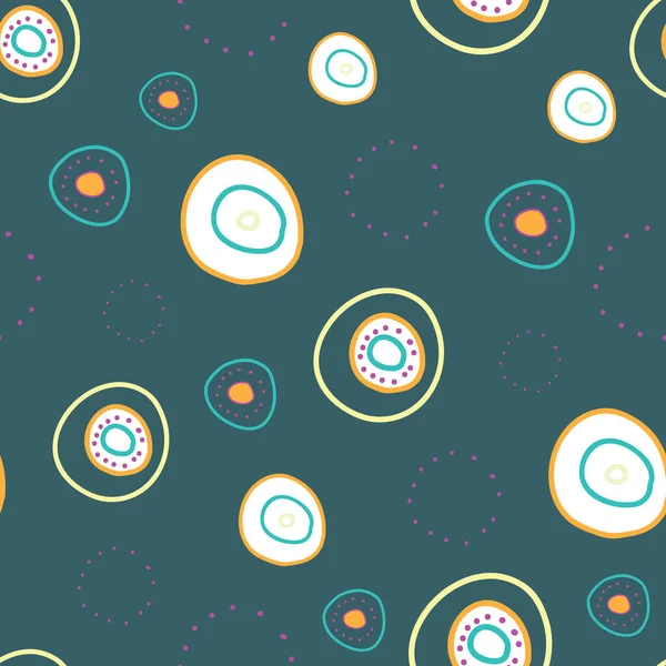 Afloat whimsical wonky circles floating on green blue background seamless vector repeat pattern Royalty Free Stock Illustrations