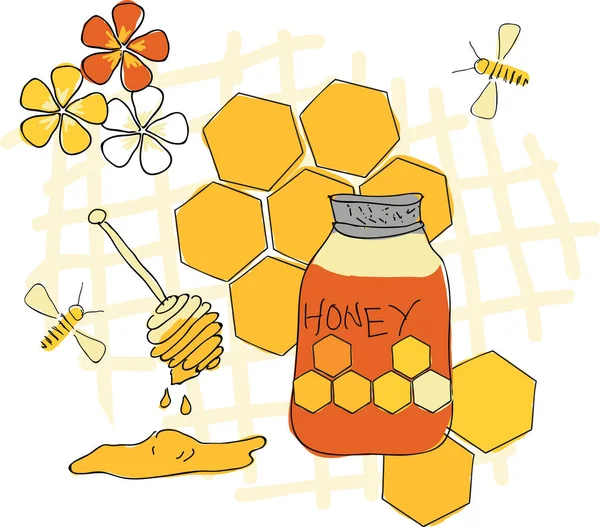 Γλυκό μέλι τοποθέτηση εκτύπωσης διανυσματική απεικόνιση — Διανυσματικό Αρχείο
