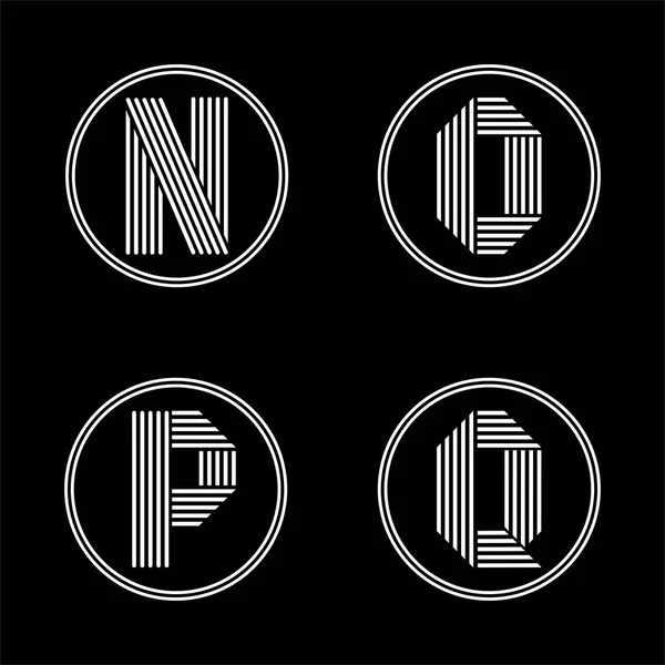 Hoofdletters N, O, P, Q — Stockvector