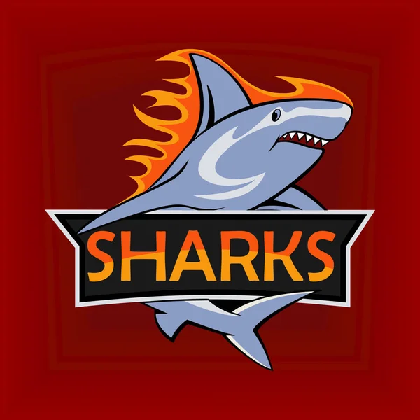 Logo degli squali, emblema — Vettoriale Stock