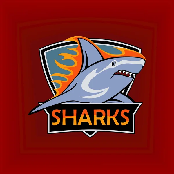 Logo degli squali, emblema — Vettoriale Stock