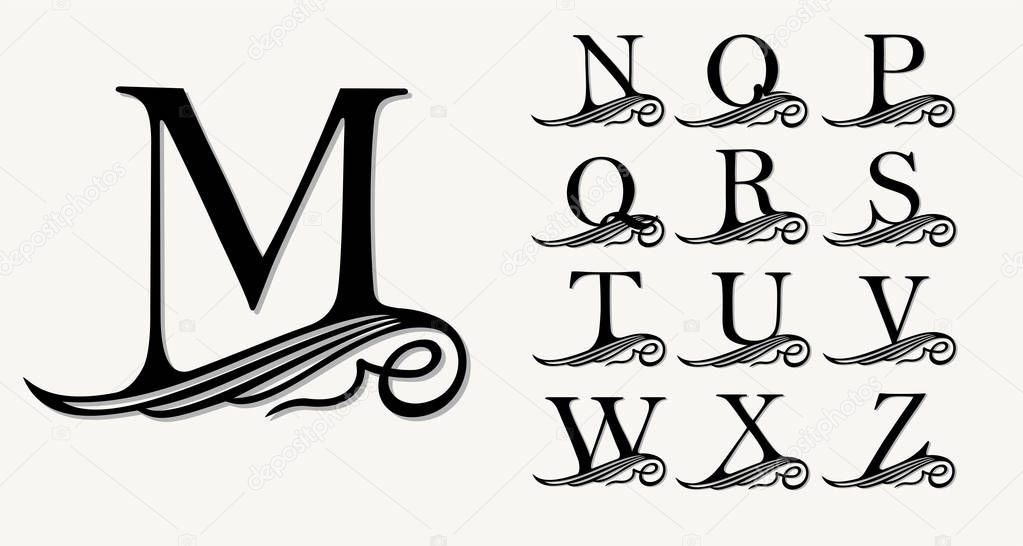 Calligraphic capital letters  set
