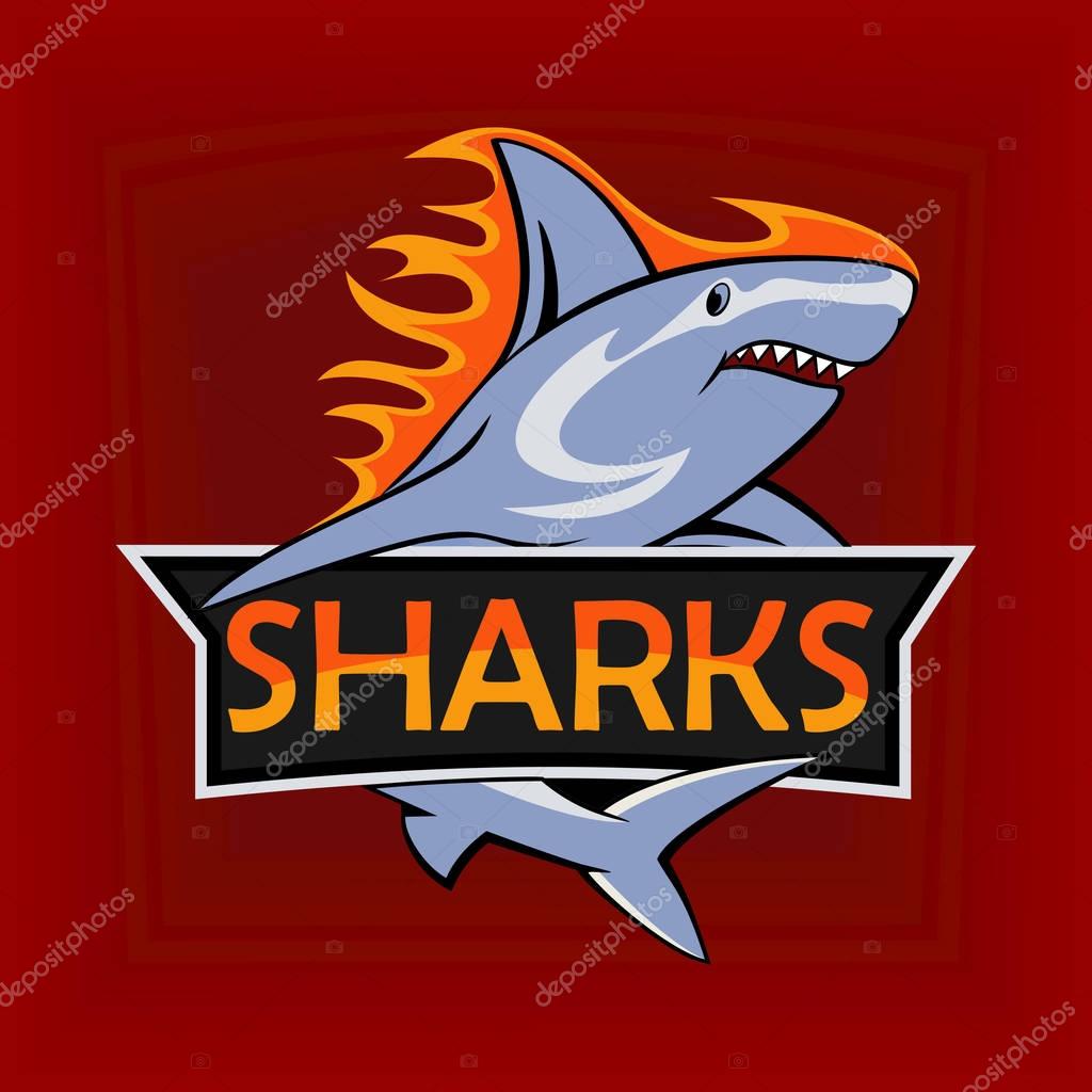 Sharks logo, emblem for sport team.