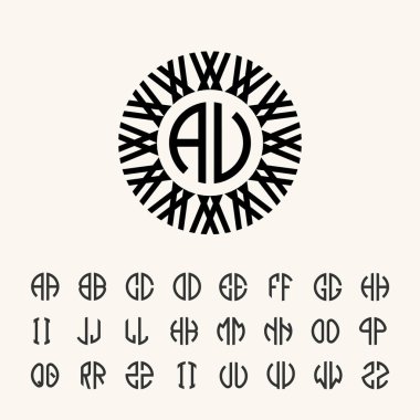 Monogram oluşturmak için şablon harfleri ayarla 