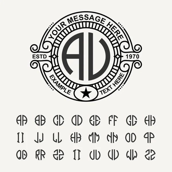 Moderne embleem, badge, monogram sjabloon. — Stockvector