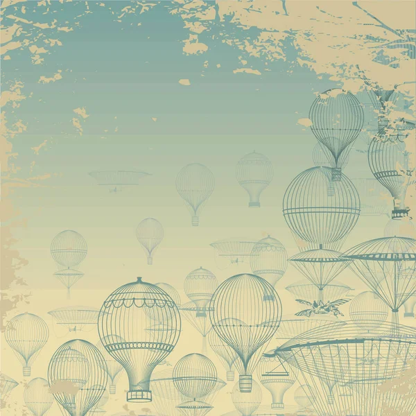 空に浮かぶ熱気球 — ストックベクタ
