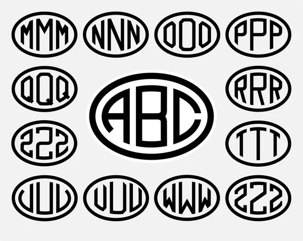 Letras maiúsculas inscritas em um oval . — Vetor de Stock