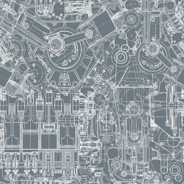 Tekening motor naadloze patroon, achtergrond. — Stockvector