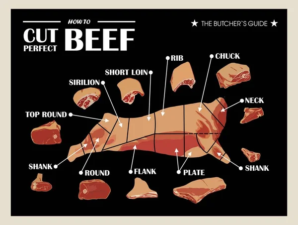 Vintage Poster Butcher diagram — Stock Vector