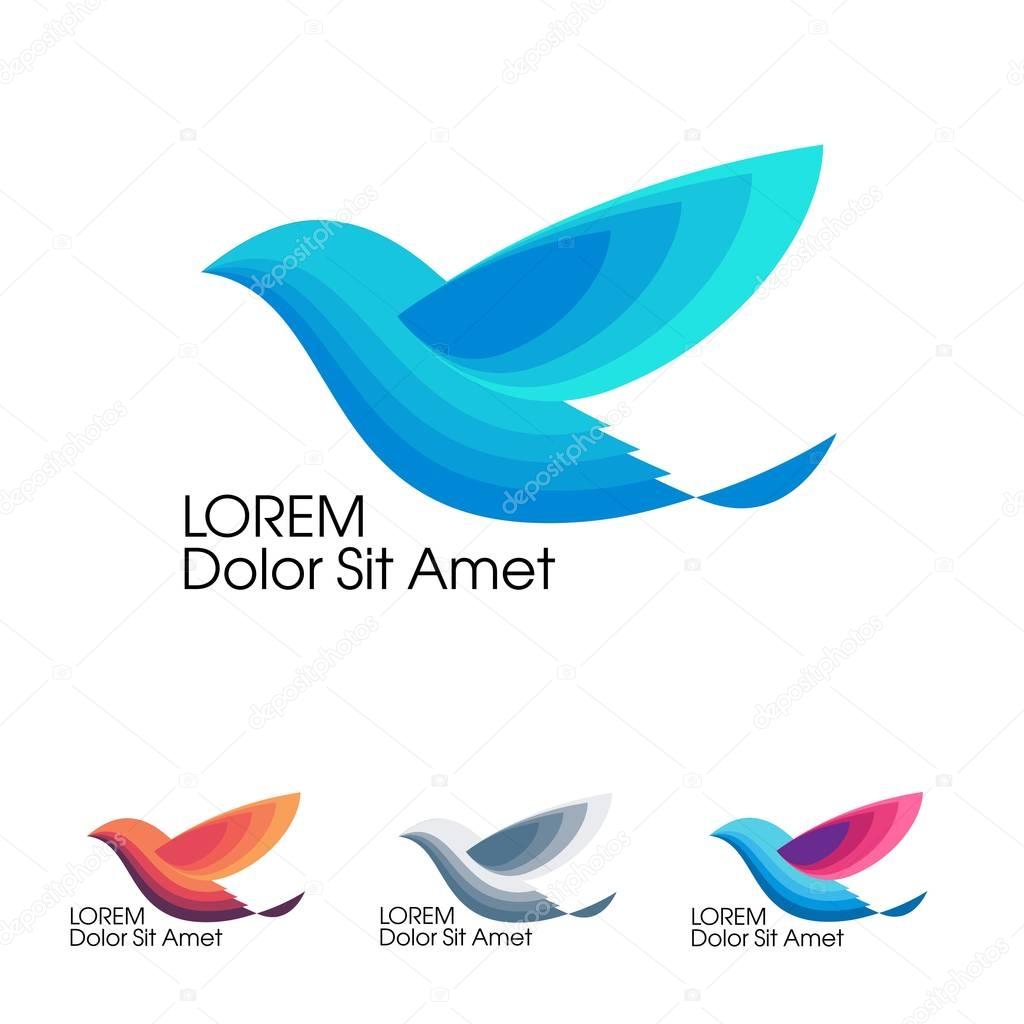 Bird in flight, trendy minimalistic template design for logos, emblems, symbols