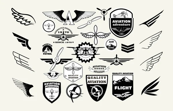 Conjunto de emblemas de aviación retro — Vector de stock