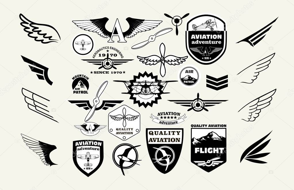 Set of retro aviation emblems