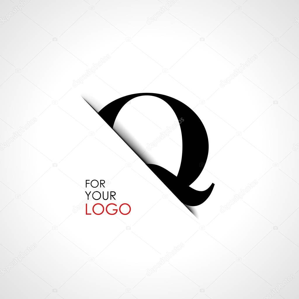 Capital letter q in paper slot, vector, illustration