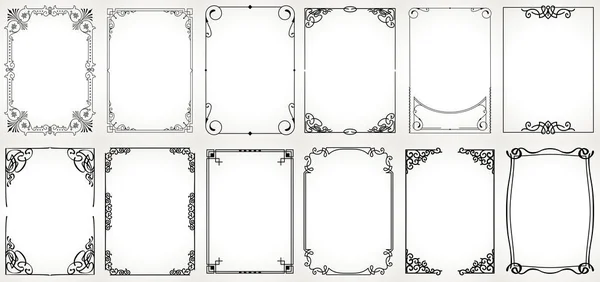 Set Decorative Vintage Frames Borders Rectangular Shape — Stock Vector