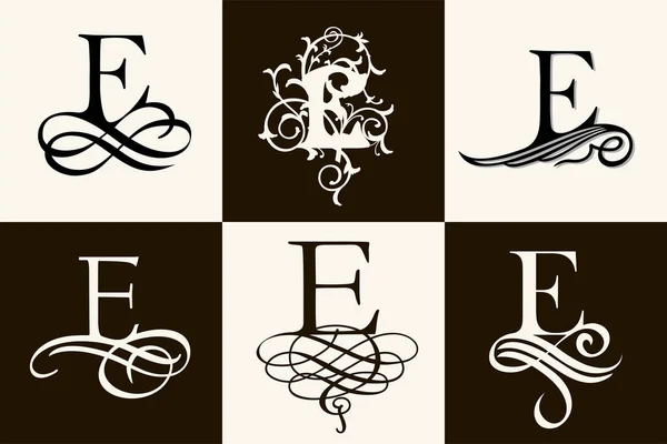 Винтажный Набор Заглавной Буквы Монограмм Логотипов — стоковый вектор