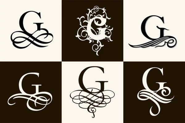 Урожайний Набір Великої Літери Монограм Логотипів — стоковий вектор