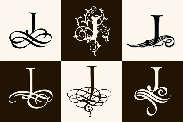 Ensemble Vintage Lettre Majuscule Pour Monogrammes Logos — Image vectorielle