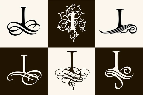 Ensemble Vintage Lettre Majuscule Pour Monogrammes Logos — Image vectorielle