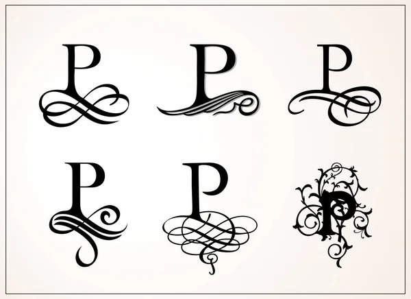 Vintage Set Capital Letter Monograms Logos — Stock Vector