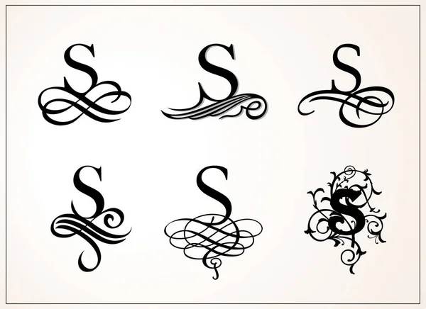Conjunto Vintage Mayúscula Para Monogramas Logotipos — Archivo Imágenes Vectoriales