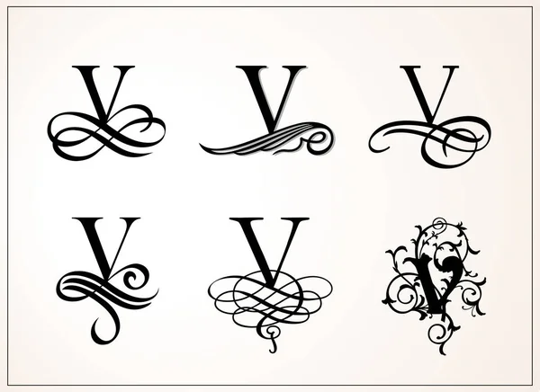 Conjunto Vintage Mayúscula Para Monogramas Logotipos — Archivo Imágenes Vectoriales