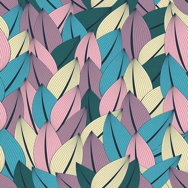 Schöne modische nahtlose Muster aus abstrakten bunten Blättern in einer trendigen Palette. — Stockvektor