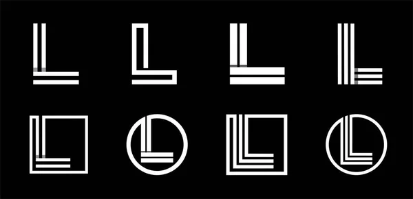 Letra maiúscula L. Conjunto moderno para monogramas, logótipos, emblemas, iniciais. Feito de listras brancas Sobreposição com sombras . —  Vetores de Stock