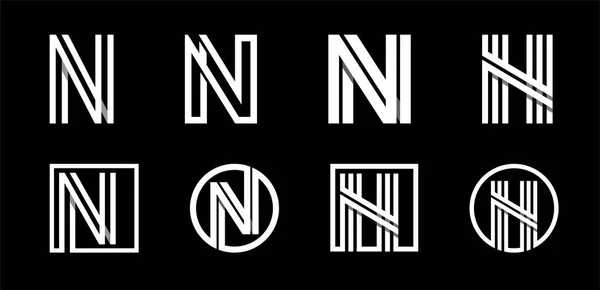 Hoofdletter N. Modern ingesteld voor initialen, monogrammen, logo's, emblemen. Gemaakt van witte strepen van overlappende met schaduwen. — Stockvector