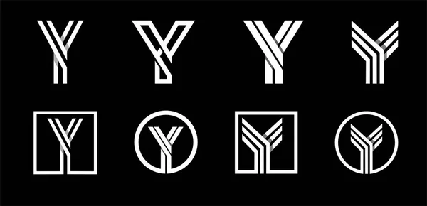 Büyük harf Y. Modern Monogram, logolar, amblem, harfler için ayarlayın. Beyaza Overlapping gölgeler ile çizgili. — Stok Vektör