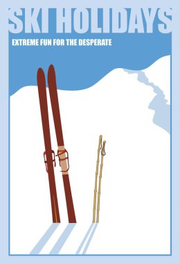 Minimalist kış posteri. Gökyüzü manzarası, vektör illüstrasyonu.