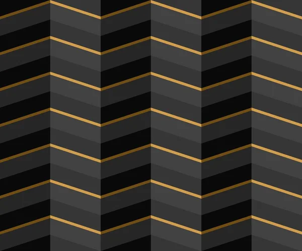 Trendy seamless 3D volumetric background from black stripes with gold accents. Templates for wallpaper, printing products, interiors, web design. Art Deco. Vector — 스톡 벡터