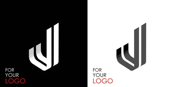 等方文字J 。ストライプ、ラインから。ロゴ、エンブレム、モノグラムを作成するためのテンプレート。黒と白のオプション。3Dアートシンボル。ベクトル — ストックベクタ